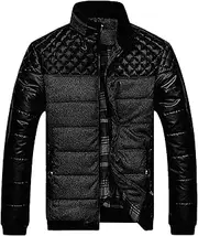 [Generic] Men's Stand Collar Winter Jacket Male Patchwork Slim Fit Thicken Quilted Jacket Man Casual Cotton Padded Warm Coat