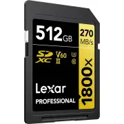 Lexar 512GB Professional 1800x UHS-II SDXC Memory Card GOLD Series