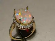 Natural Fire Opal 2.00Ct Oval Cut Halo Engagement Ring 14K White Gold Plated