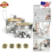 Versatile 2-Piece Chafing Dish Set with Stands - Effortless Elegance for Events
