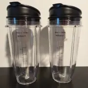 Set of 2 Blender Travel Cups Blade 24 oz Cup with Lid Flip Spout Smoothie NEW
