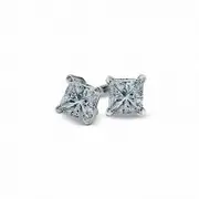 0.75 CT. T.W. Certified Princess-Cut Diamond Solitaire Stud Earrings in 18K White Gold (I/SI2)