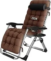 Zero Gravity Lounge Chair, Oversized Deluxe Zero Gravity Chair, Ergonomic Patio Recliner Folding Reclining Chair with Removable Cushion Pad and a Cup Holder for Lawn Patio Lounge Chair (Color : Brown