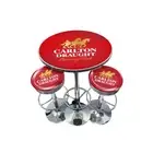 3pc A Man & His Cave Carlton Draught Retro Bar Stool & Table Set 70cm Red
