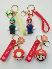 Super Mario Luigi Toad 3D Key chain Key Ring Wristlet w/ Charm