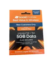 Boost Mobile 3 Mo. Plan Unlimited Talk & Text + 5GB of 5G/4G Data SIM Card Kit