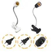 30CM E27 Flexible Pet Heat Light Bulb Adapter Lamp Holder Socket with Clip Dimming Switch EU PLUG BLACK