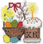 Oven Cross Stitch Embroidery Kits for Beginners and Adults on Plastic Canvas Festive Table 8x8,4cm/3,15x3,31"