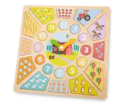 New Classic Toys FSC Farm Puzzle Clock Kids Learning/Educational Wooden Toy 2y+