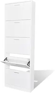 Wooden Shoe Cabinet with 5 Compartments, Shoe Rack Modern Style Shoe Storage Organizer for Sneakers Boots Heels 23" x 6.7" x 66.5"