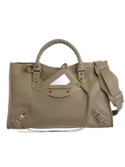 Balenciaga Classic Metallic Edge City Medium Rose Des Sables Leather Tote