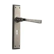 6355 Door Lever Menton Lock Pair Rumbled Nickel H225xW50xP75mm