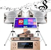 Tool 19.5in Touch Screen Karaoke Machine AI Intelligent Voice Song Request 1TB Hard Disk Memory/550W Amplifier with 2 Reverb Wireless Microphone&2 Speakers for Leisure Clubs Family Entertainment