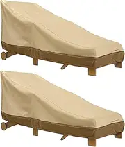 Classic Accessories Veranda Water-Resistant 66 Inch Patio Day Chaise Lounge Chair Cover, 2 Pack