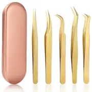 5-Piece High Precision Stainless Steel Lash Tweezers Set for Eyelash8804