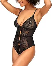 [Adore Me] Women's Rosie Crotchless Bodysuit Lingerie, Dark Red, Available in XS-4X