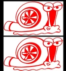 Cartoon Turbo Snail Two 5" Red Vinyl Decal Car Truck Van Tablet Bumper Door