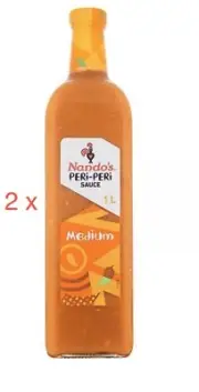 2 x 1ltr NANDOS PERI-PERI SAUCE CHILLI BBQ MEDIUM BOTTLE Nando Nando’s 1L
