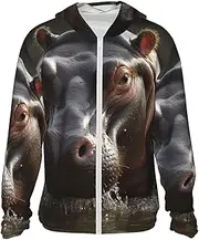 [LHBWCVN] UPF 50+ Light Jacket Full Zip Sun Protection Hoodie for Women Men Long Sleeve Hippo Sun Shirts