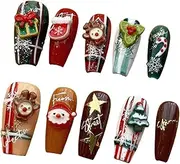 Ysyqkn Christmas Artificial Nails, Fake Nails, Full Coverage, Festival Holiday Nails, Stick on, Creative, Long, M