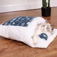 在飛比找蝦皮購物優惠-（最便宜促銷）日式貓窩 貓睡袋 封閉式 可拆洗貓被窩 冬天保