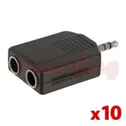 10 x 3.5mm Stereo Plug to Dual 6.35mm Stereo Jack Adapter Audio Cable Y-Splitter
