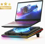 RGB Laptop Cooling Pad, Turbofan, Touch Control, LCD Screen, 15-19", Black
