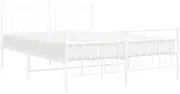 'VidaXL White Metal Bed Frame with Supportive Slats and Extra Under-Bed Storage Space - Comes with Functional Headboard and Footboard, Perfect for Modern Bedrooms