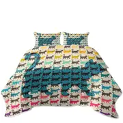 The Cat Multi Colored Cat Pattern Coverlet
