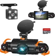 360° View 4 Channel Dash Cam Front and Rear inside Left Right, Dash Camera for