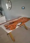 Handmade Resin White Epoxy Dining Table Top for Home, Coffee Table, Center Table
