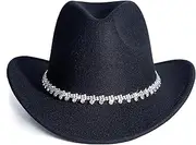 [Lisianthus] Sparkly Rhinestone Shiny Western Cowboy Cowgirl Hat for Women and Men