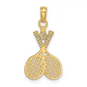 14K Yellow Gold Double Tennis Racket W/ Ball Charm