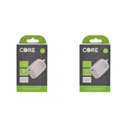 2PK Core USB-C Port Mobile Phone Wall Charger Fast-Charging Adapter 20W White
