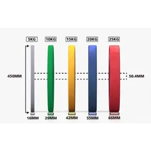【Fitek】彩色高級競賽奧林匹克槓片 20KG 彩色全膠槓片 單片(20公斤 奧林匹克包膠槓片／橡膠槓片)