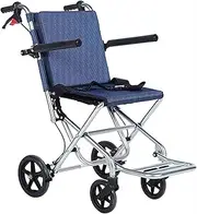 Lightweight Aluminium Wheelchair, Chair with Locking Hand Brakes Removable Flip Up Arms for Easy Transfer for Elderly Aircraft Travel(A)