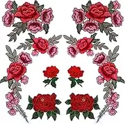 BronaGrand 10 Pieces 5 Pairs Embroidered Patches Rose Flower Sew on Patch Applique for DIY Clothing, Jeans,Sewing