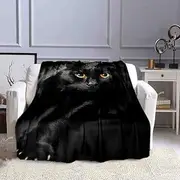 Black Cat Throw Blanket Super Soft Single Blanket Pet Flannel Blanket for Home Decoration