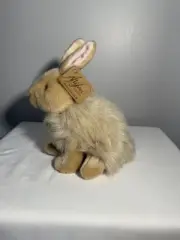 Miyoni Aurora Plush Angora Rabbit Bunny Tan Stuffed Animal Toy 10" Tall. NWT