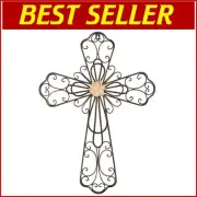 Inspiring 24" Metal Wall Cross with C-Shaped Floral Design – Decorate with Faith