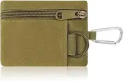 [AdiStylinno] Mini Wallet for Men and Women, Canvas Coin Purse, Nylon Tactical Small Purse with Zip, Mini Change Purse with Key Ring and Carabiner