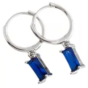 ANYCO Earrings Sterling Silver Blue Geometric Square 6 Colors Hanging Stud For Women Girl Teen Chic Fashion Stylish Accessories Jewelry Gifts