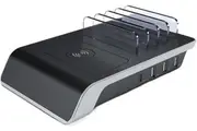 Wireless Charging Station for Multiple Devices,4 Ports 5 in 1 Fast Charging Dock 45W 9A USB Type C Charger Built-in AC Power Cable for iPhone,iPad,Apple,Android,Samsung,Tablets,Smartphones,Electronics
