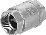 uxcell 1-Pack Stainless Steel Spring Check Valve, 1-1/4" NPT Unleaded in-Line Vertical WOG1000 One Way Non-Return Backflow Preventer Valve for Water Heater/Oil/Gas 3.3" l [Silver]
