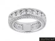 2.50Ct Round Diamond Milgrain Accents Anniversary Eternity Ring 14K Gold H SI2