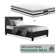 Single Package | Agnes Bed Charcoal & Normay Pillow Top Mattress (Medium Firm)