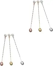 Baluue 2sets Long Handle Spiral Pattern Stainless Steel Stirring Spoon Metal Cocktail Sticks Bar Mixing Spoons Set 3pcs*2