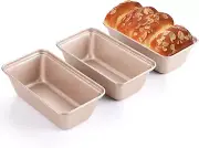 Mini Loaf Pan for Baking Bread, Nonstick Small Banana Bread Tins Set of 3, 6 X 3