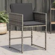 vidaXL Garden Chairs with Cushions 4 pcs Grey Poly Rattan