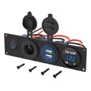 APS In-Car Switch Power/Charging Socket Panel - 150W Aux, 2x USB 3.0 & Voltmeter